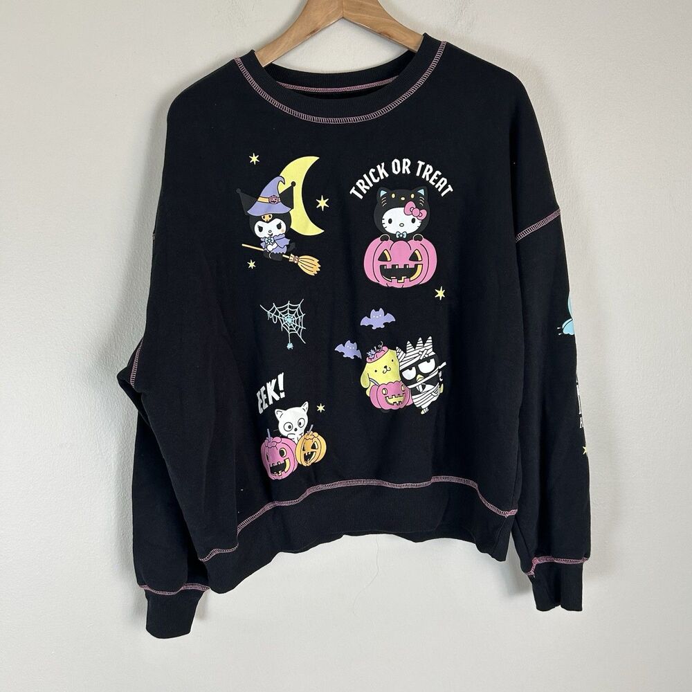 Women's Sanrio Hello Kitty & Friends Halloween Sweatshirt Size Large trick treat